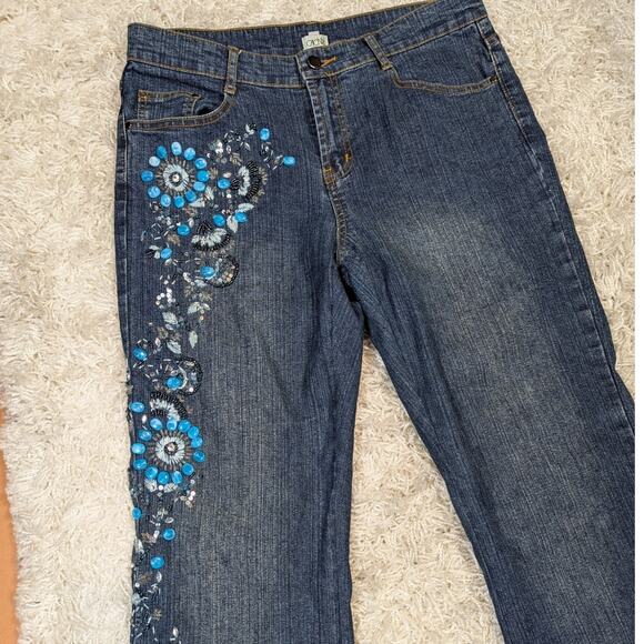 Vintage Cache Beaded Embroidered Embellished Medium/Dark Wash Jeans Size 10 - Picture 9 of 12